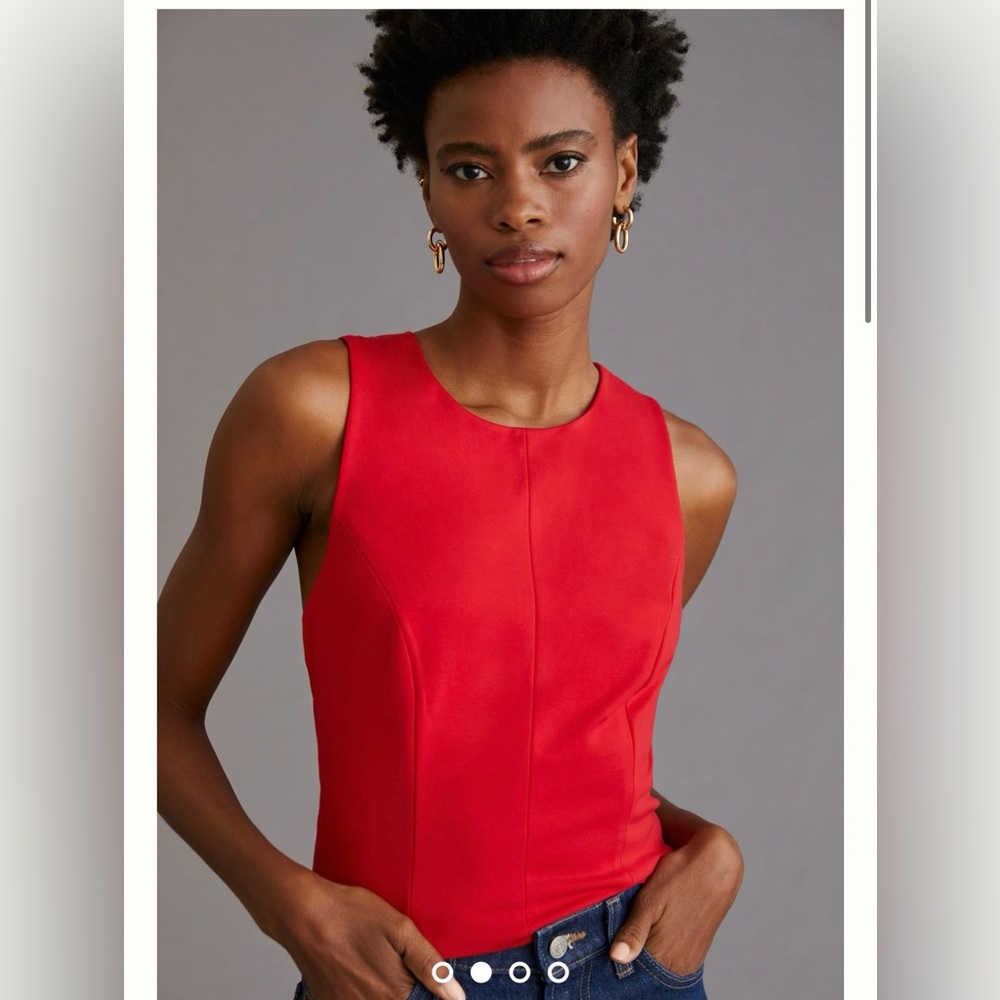 Anthropologie Red Bow Back Sleeveless Top - Picture 4 of 9